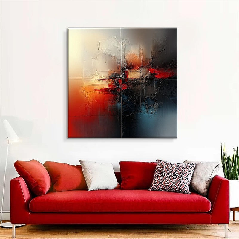 Handmade Abstract Oil Painting Canvas Wall Art Decoration Modern Red Abstract Art For Home Decor Rolled Frameless Painting
