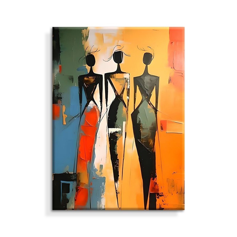 Colorful African Black Woman Ethnic Women Hand-Painted Canvas Oil Painting Abstract Wall Art Picture For Living Room Home Interior Decor Unframed