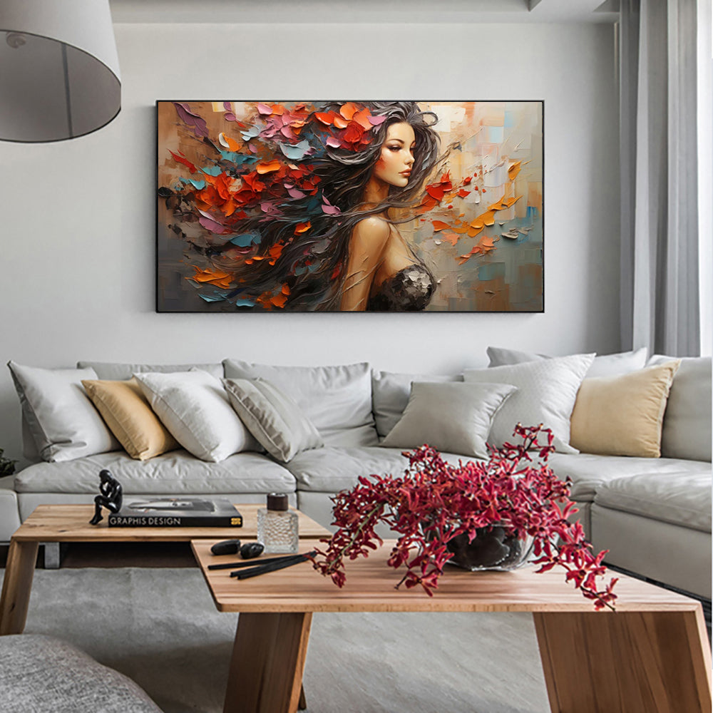 Original Abstract Hand Painted Painting Elegant Woman Back Painting Canvas Female Oil Painting Modern Texture Wal Art Picture