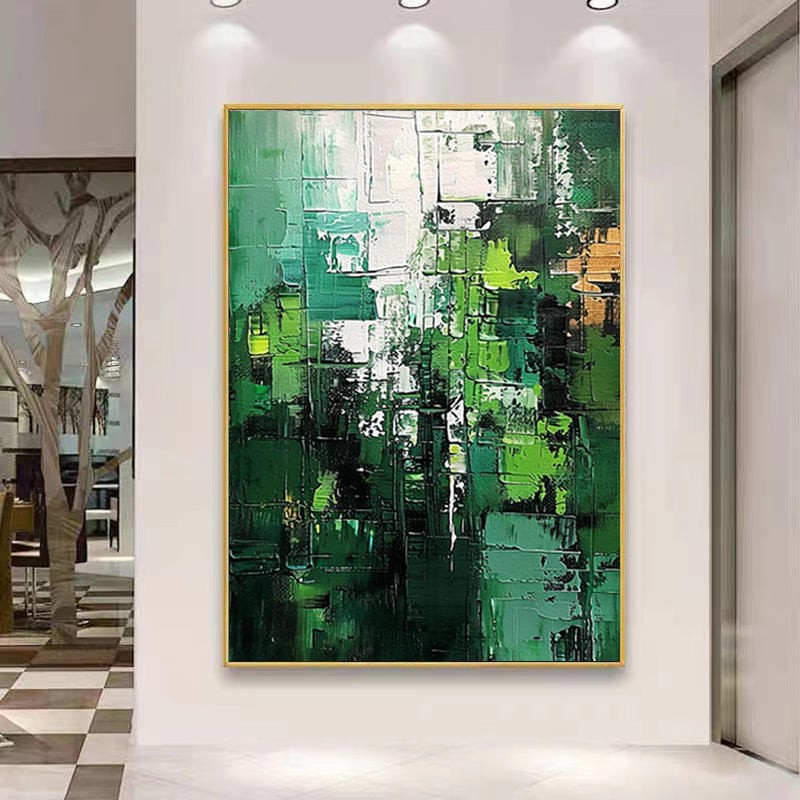 Green Landscape Abstract Handmade Painting Large Wall Art Green Minimalism Texture Hand Painted Painting Green Canvas Home Decor
