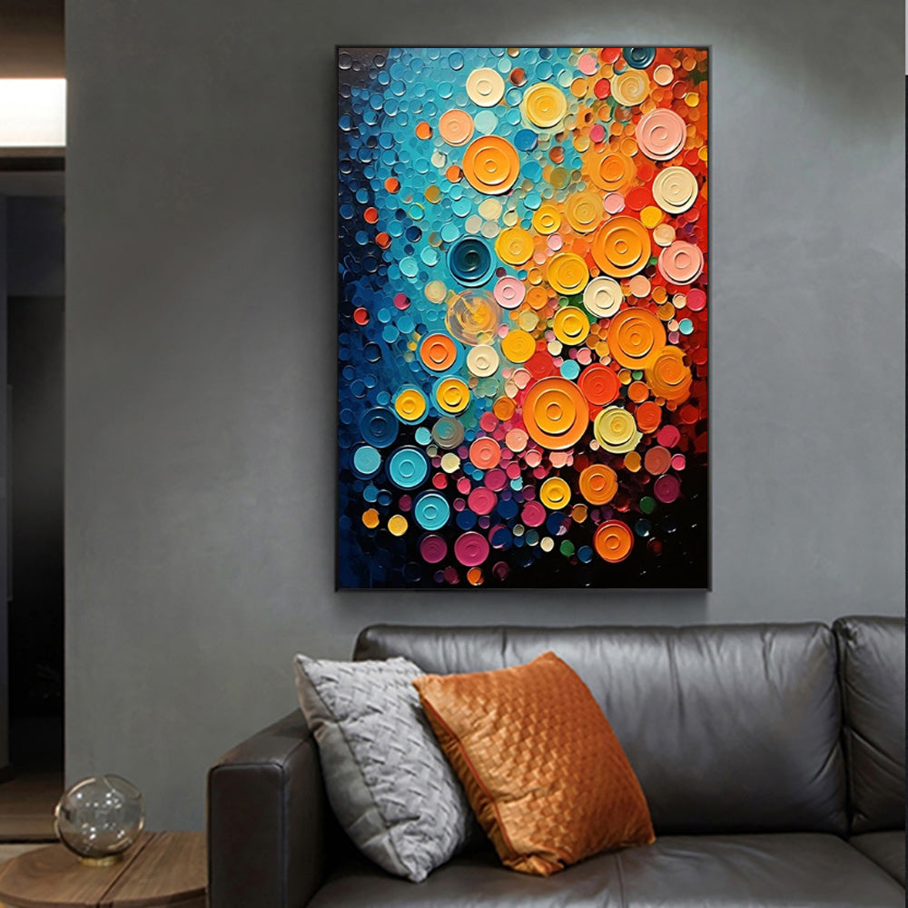 Handmade Oil Painting Canvas Wall Art Decoration Modern Circle Colors Quite Remarkable Abstract Home Living Room Bedroom Decor Rolled Frameless Unstretched Painting