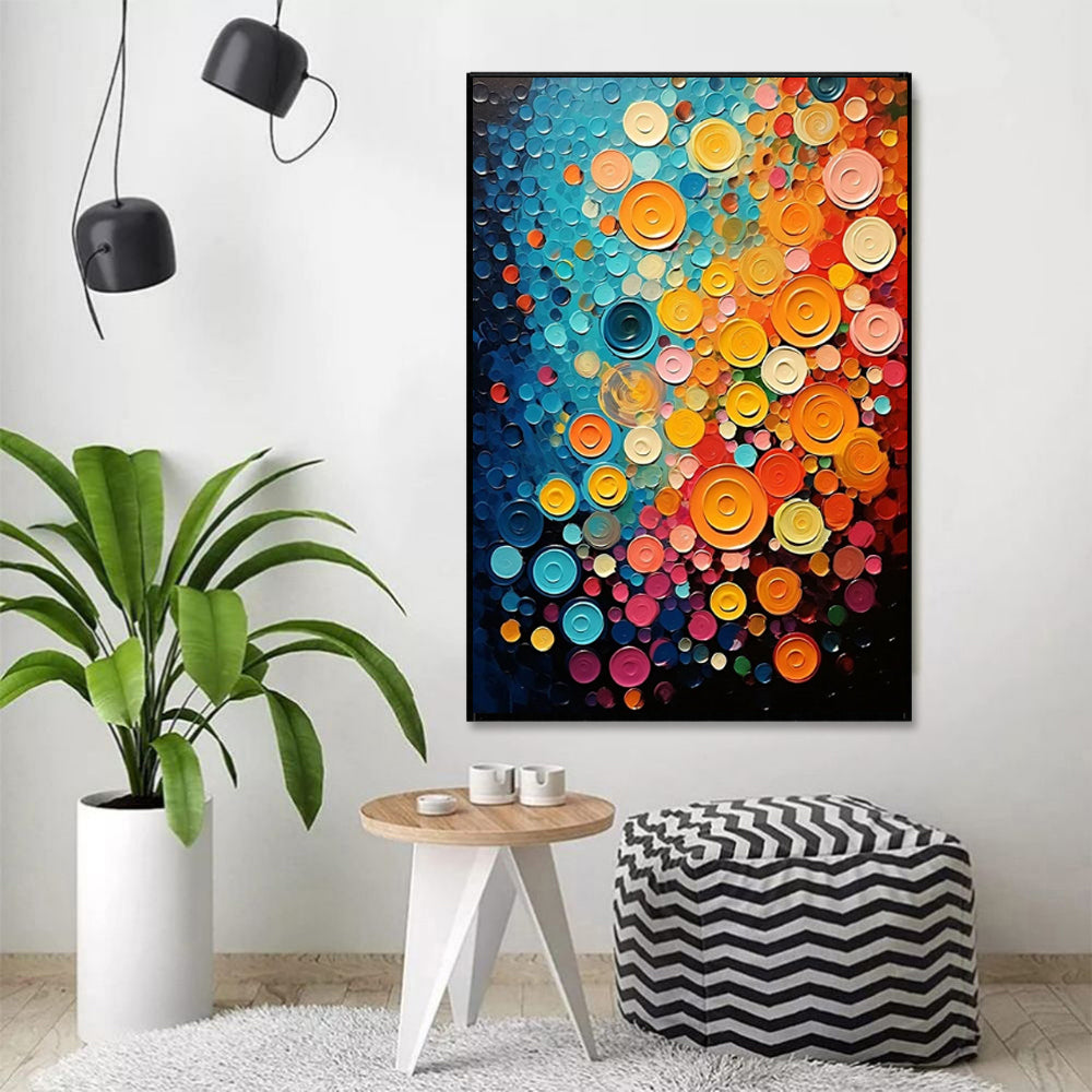 Handmade Oil Painting Canvas Wall Art Decoration Modern Circle Colors Quite Remarkable Abstract Home Living Room Bedroom Decor Rolled Frameless Unstretched Painting