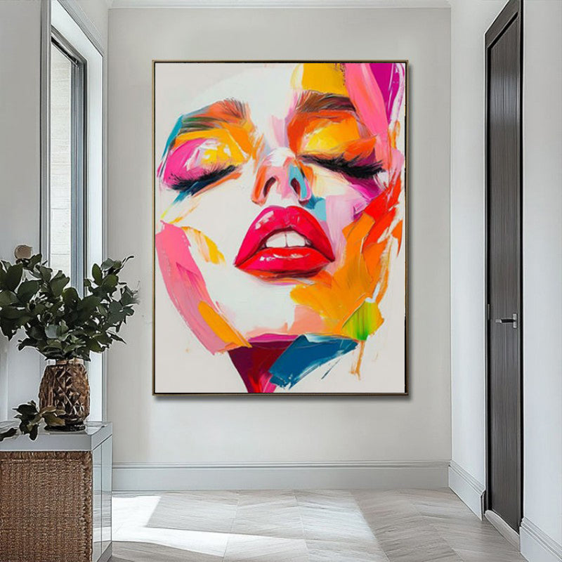 Handmade Oil Painting Canvas Wall Art Decoration Modern Abstract Knife Drawing  Human Face For Home Living Room Decor Rolled Frameless Unstretched