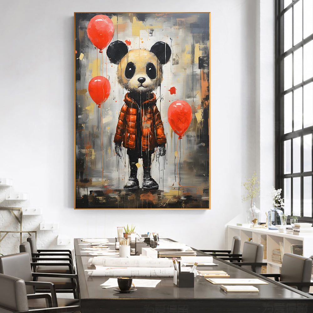 Graffiti Animal Fashion Handmade Oil Painting Canvas Wall Art Decoration Panda For Home Children's Room Decor Rolled Frameless Unstretched Painting
