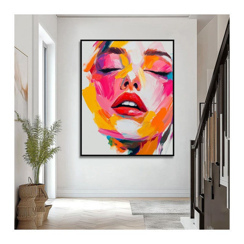 Handmade Oil Painting Canvas Wall Art Decoration Modern Abstract Knife Drawing  Human Face For Home Living Room Decor Rolled Frameless Unstretched