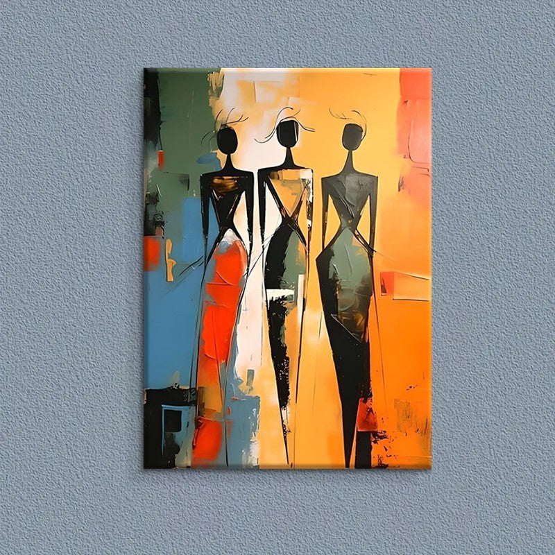 Colorful African Black Woman Ethnic Women Hand-Painted Canvas Oil Painting Abstract Wall Art Picture For Living Room Home Interior Decor Unframed