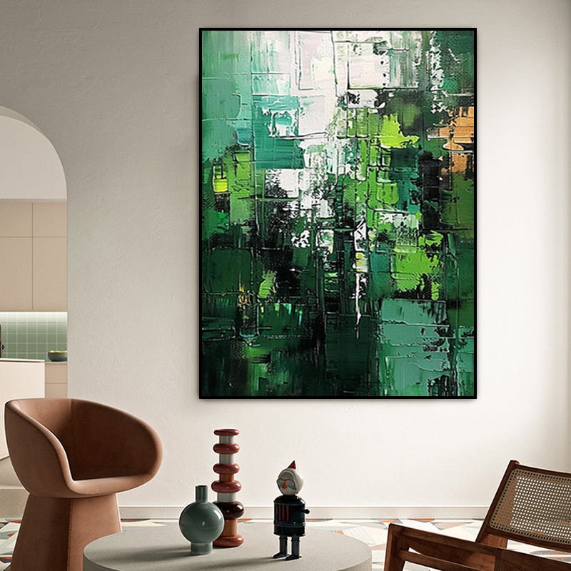 Green Landscape Abstract Handmade Painting Large Wall Art Green Minimalism Texture Hand Painted Painting Green Canvas Home Decor