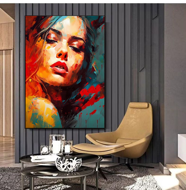 Abstract Sexy Woman Oil Painting Canvas Fashion Colorful Women Handmade Elegant Lady Hand-Drawn Modern Bedroom Decoration Painting Home Decor