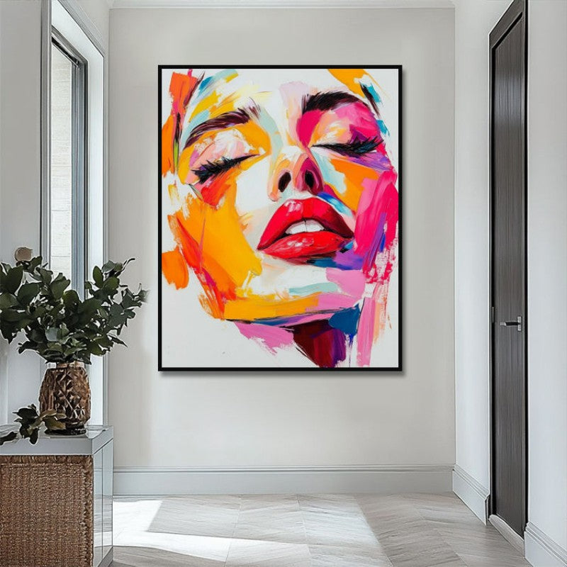 Handmade Oil Painting Canvas Wall Art Decoration Modern Abstract Knife Drawing  Human Face For Home Living Room Decor Rolled Frameless Unstretched