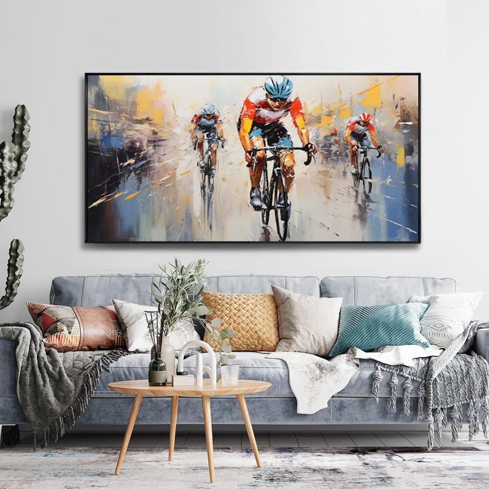 High Quality Athletes Sports Handmade Oil Painting Bicycle Equestrian Football Ice Hockey Portraits Large Canvas Art Showpiece For Home Decoration Living Room Wall Picture
