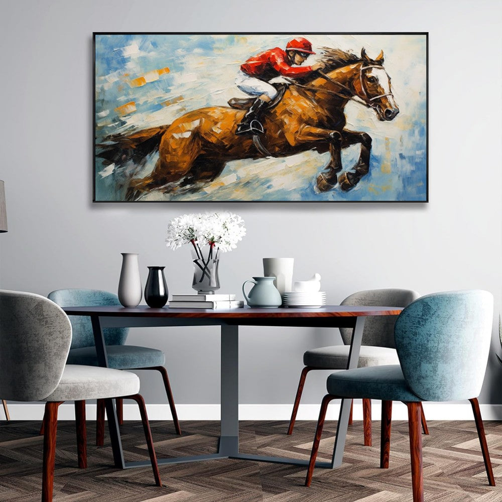 High Quality Athletes Sports Handmade Oil Painting Bicycle Equestrian Football Ice Hockey Portraits Large Canvas Art Showpiece For Home Decoration Living Room Wall Picture