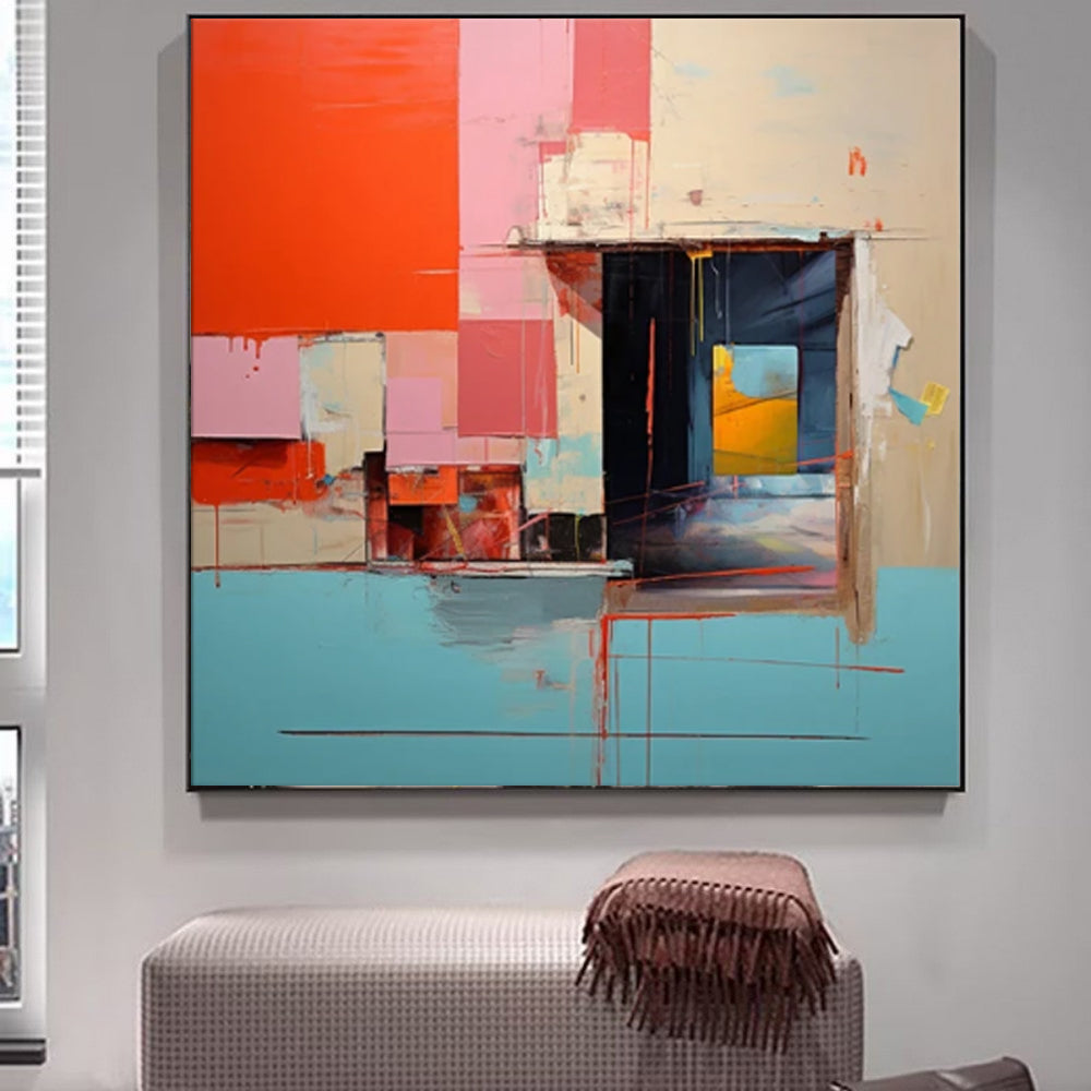 Handmade Oil Painting Canvas Wall Art Decoration Large Art Work Blue And Yellow Colored Vibrant Abstract For Home Decor Rolled Frameless Unstretched Painting