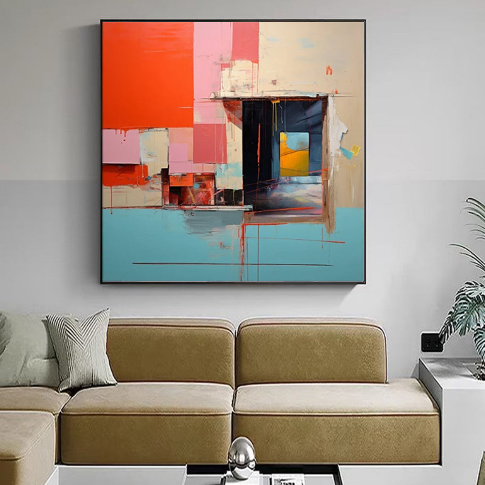 Handmade Oil Painting Canvas Wall Art Decoration Large Art Work Blue And Yellow Colored Vibrant Abstract For Home Decor Rolled Frameless Unstretched Painting