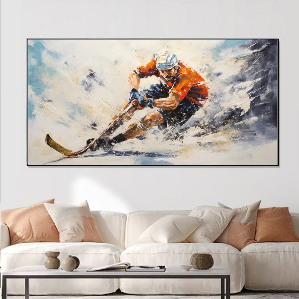 High Quality Athletes Sports Handmade Oil Painting Bicycle Equestrian Football Ice Hockey Portraits Large Canvas Art Showpiece For Home Decoration Living Room Wall Picture