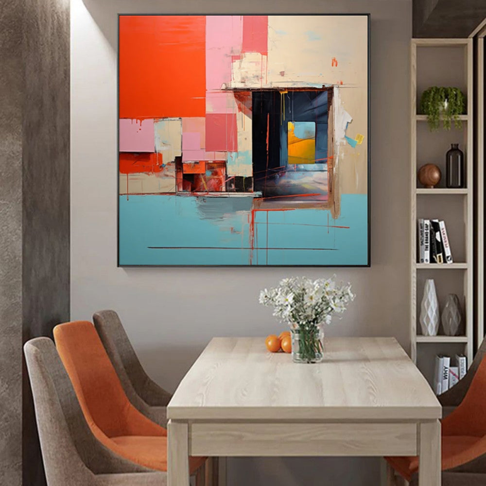 Handmade Oil Painting Canvas Wall Art Decoration Large Art Work Blue And Yellow Colored Vibrant Abstract For Home Decor Rolled Frameless Unstretched Painting