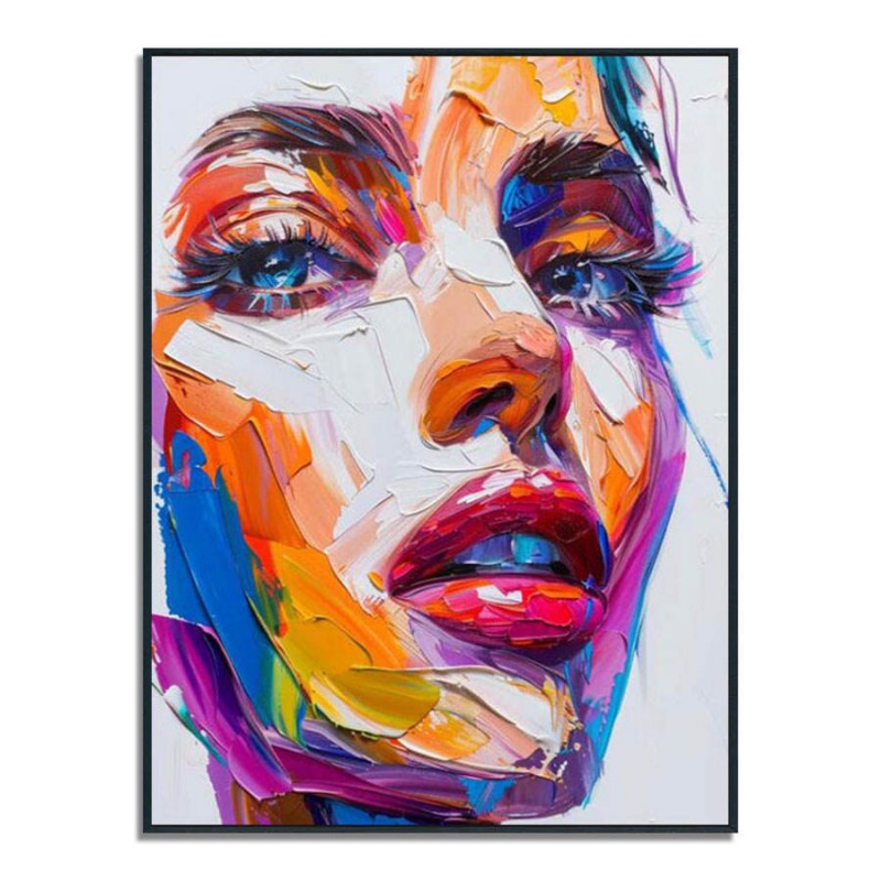 Handmade Oil Painting Canvas Wall Art Decoration Modern Abstract Knife Drawing  Human Face For Home Living Room Decor Rolled Frameless Unstretched