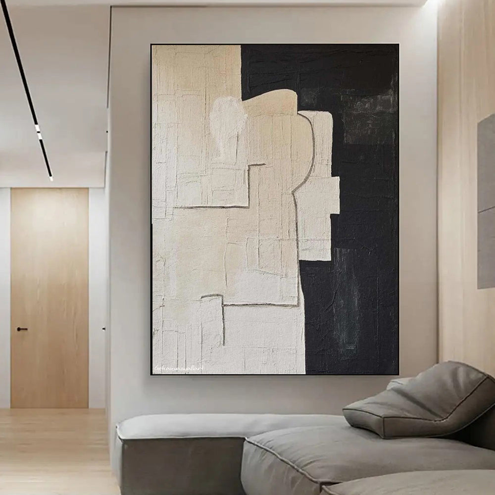 Handmade Oil Painting Canvas Wall Art Decoration Modern Abstract Black White Texture Minimalist For Home Decor Rolled Frameless Unstretched Painting