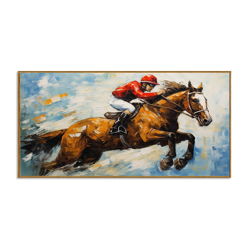 High Quality Athletes Sports Handmade Oil Painting Bicycle Equestrian Football Ice Hockey Portraits Large Canvas Art Showpiece For Home Decoration Living Room Wall Picture