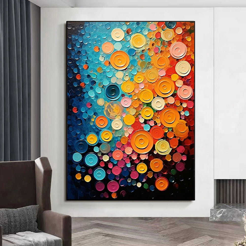 Handmade Oil Painting Canvas Wall Art Decoration Modern Circle Colors Quite Remarkable Abstract Home Living Room Bedroom Decor Rolled Frameless Unstretched Painting