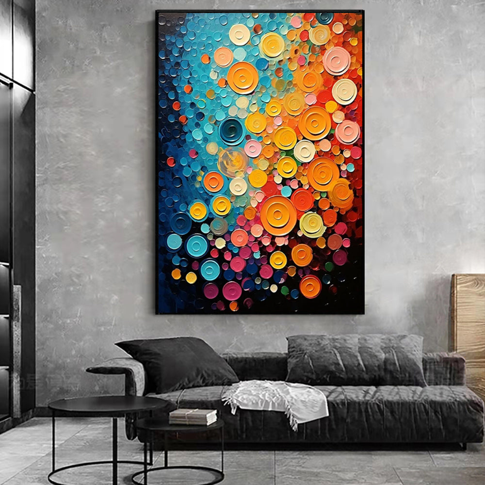 Handmade Oil Painting Canvas Wall Art Decoration Modern Circle Colors Quite Remarkable Abstract Home Living Room Bedroom Decor Rolled Frameless Unstretched Painting