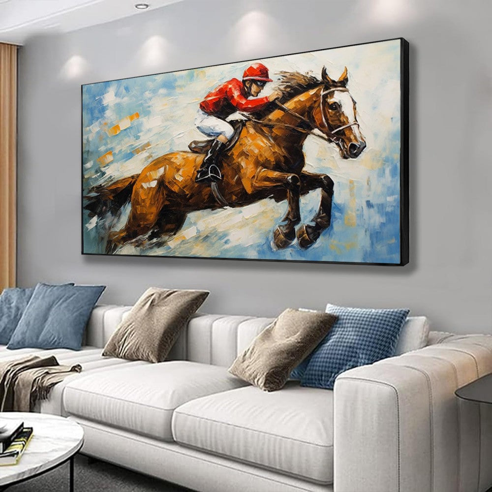 High Quality Athletes Sports Handmade Oil Painting Bicycle Equestrian Football Ice Hockey Portraits Large Canvas Art Showpiece For Home Decoration Living Room Wall Picture